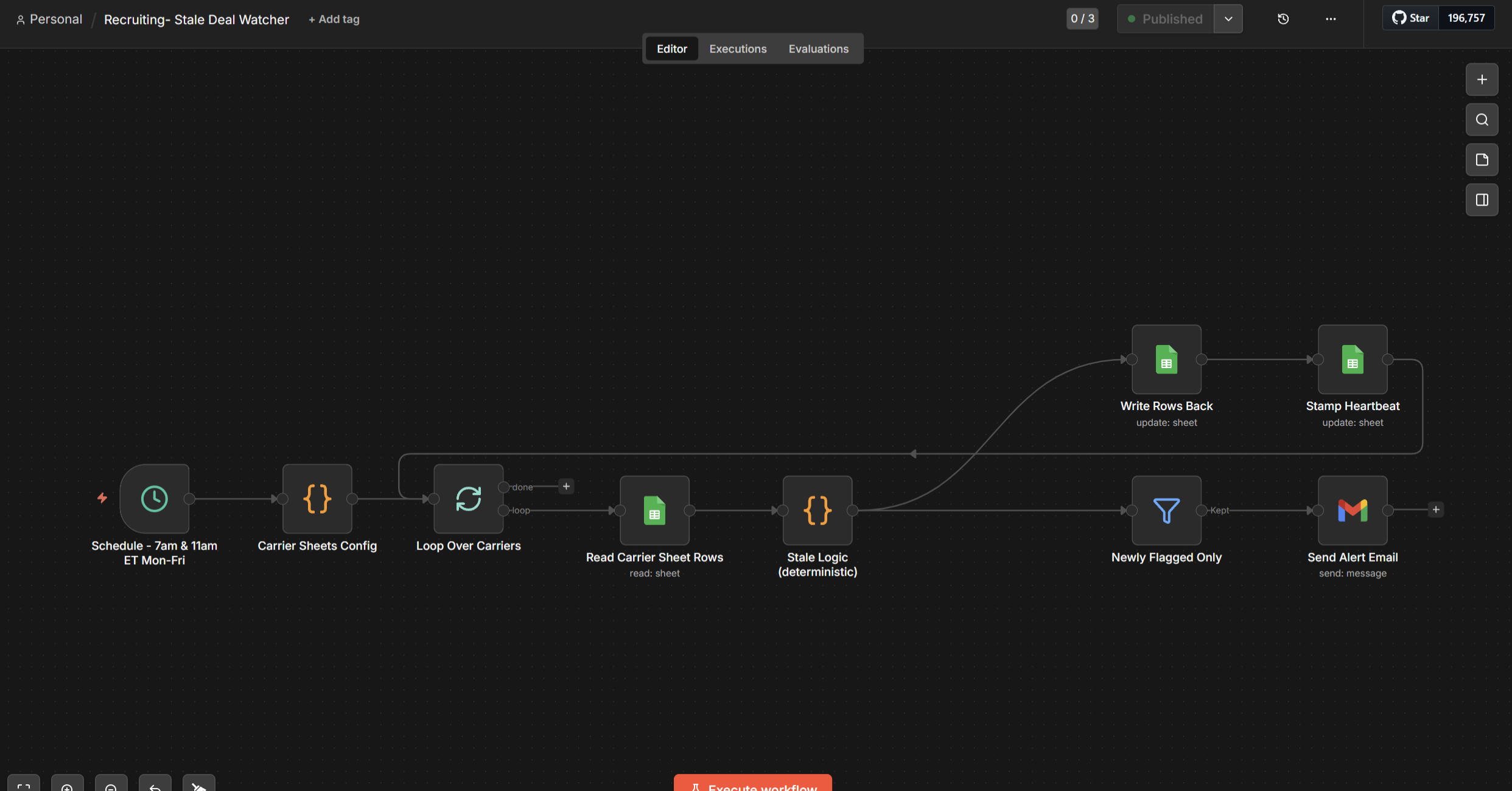 Recruiting Agency — Stale File Watcher workflow screenshot